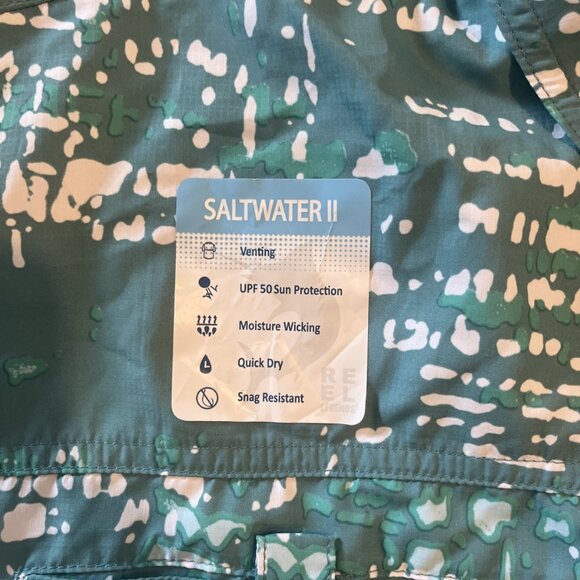 Reel Legends Saltwater II Mens L Fishing Shirt Vented Green Short Sleeve NWOT - Picture 2 of 4